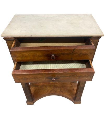 Pair of mahogany veneered bedside tables...