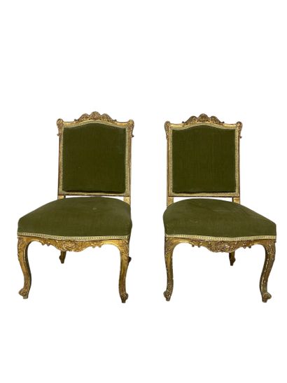 Suite of two Louis XV-style gilded molded...