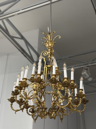 Large ormolu Rocaille-style chandelier with...