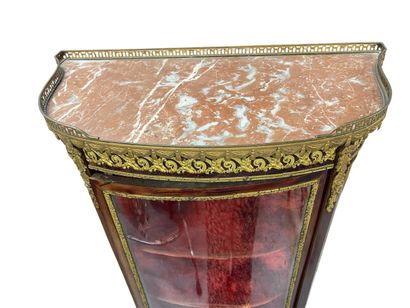 Veneered wood and gilt bronze display case...