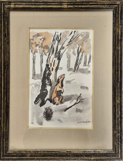 Yves BRAYER La marmotte Watercolour on paper...
