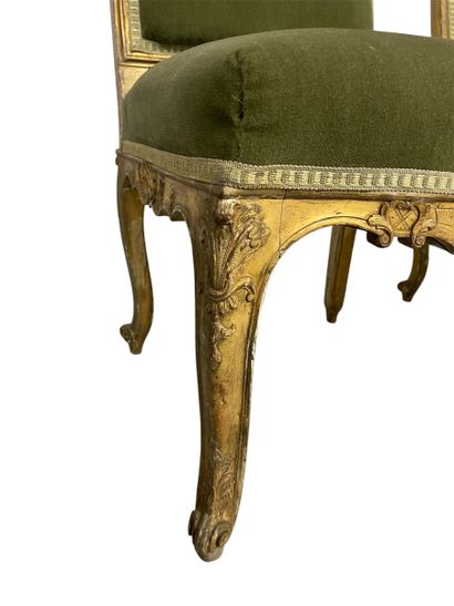 Suite of two Louis XV-style gilded molded...