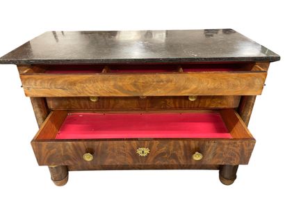 Veneered chest of drawers opening with four...