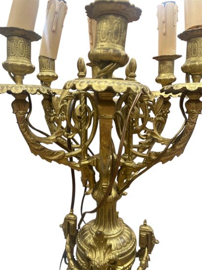 Gilt bronze mantel set including a rocaille...