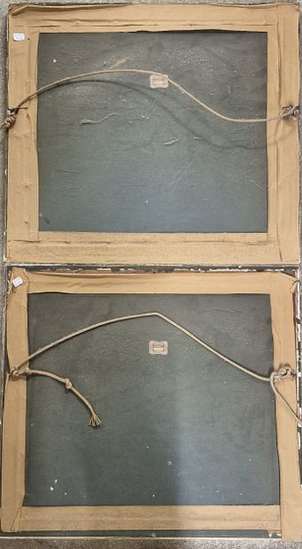 Pair of English color engravings including:...