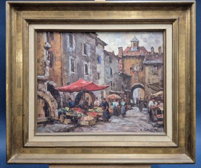 André GALZENATI (1890-1970)
Vue de marché
Huile...