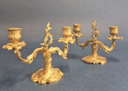 Pair of two-light ormolu candelabra with...