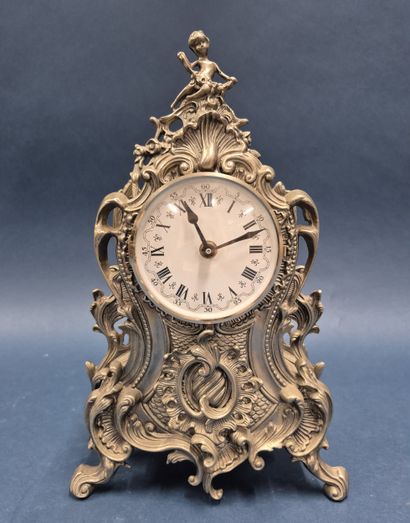 Pewter cartel with rocaille decoration topped...