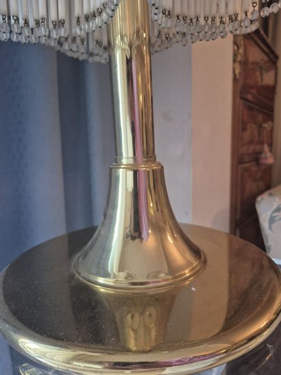 Gilded metal lamp with four arms terminating...