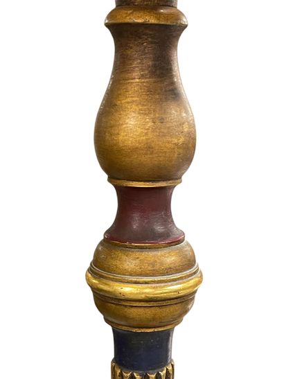 Gilded wood floor lamp, the shaft with fluted...