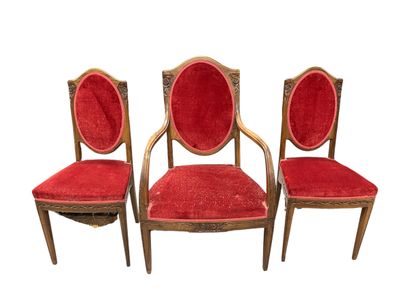 Ensemble de deux chaises et un fauteuil en...