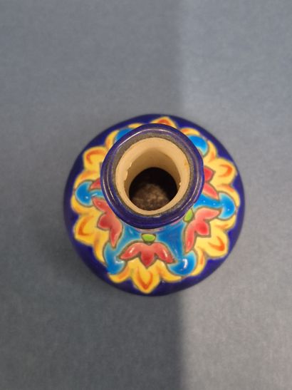 LONGWY 
Small polychrome enameled ceramic...