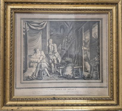 Lot of five engravings, some in color, including:...