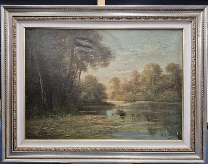 J.H. MERLE (fin XIXe siècle)
L'étang
Huile...