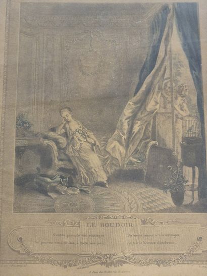 Lot of five engravings, some in color, including:...