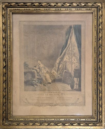 Lot of five engravings, some in color, including:...