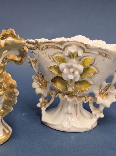 Set of five enameled porcelain movement-shaped...