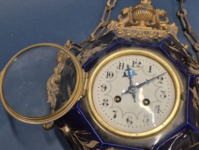 Boulangère wall clock, the case in blue enameled...