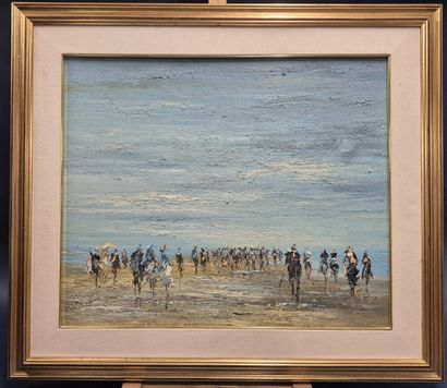 Ecole du XXe siècle
Cavaliers sur la plage
Huile...