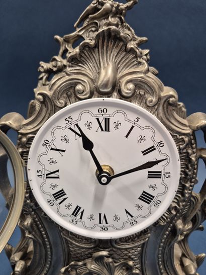 Pewter cartel with rocaille decoration topped...