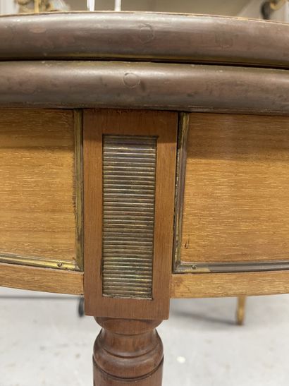 Console demi-lune à volet en bois de placage,...