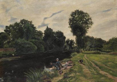 Ecole du début du XXe siècle
Les lavandières
Huile...