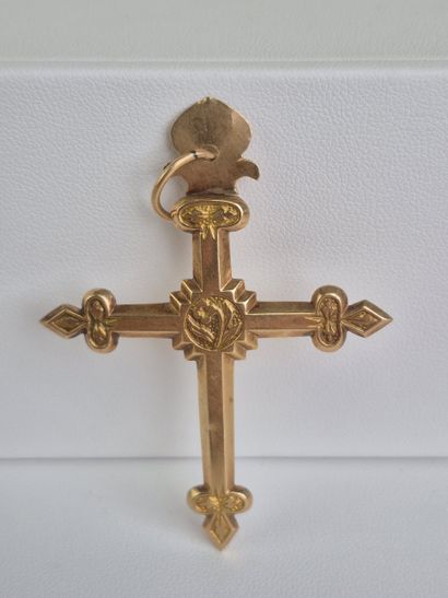 Pendentif croix en or jaune 18k 750 millièmes...