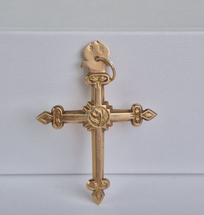 Pendentif croix en or jaune 18k 750 millièmes...