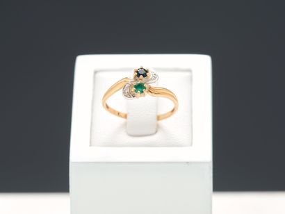 Bague Toi et Moi en deux tons d'ors jaune...