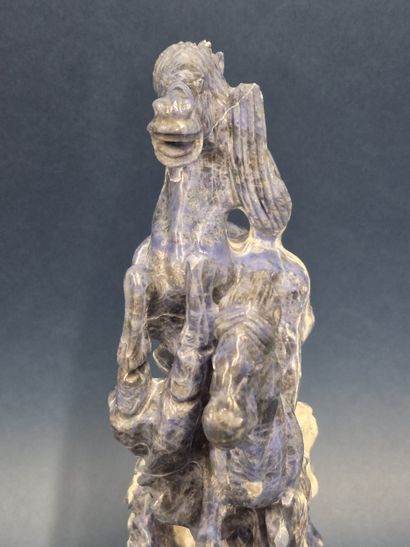 CHINA, 20th century 
Carved sodalite group...