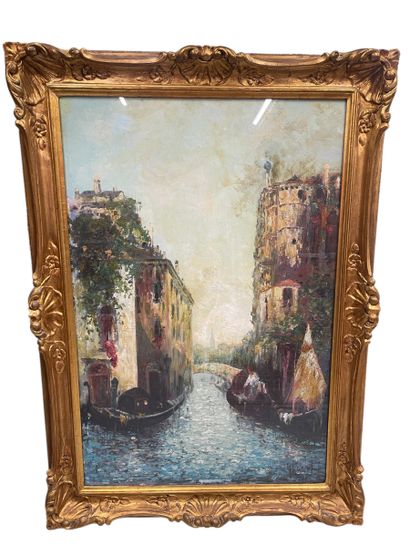 Ecole du XX e siècle. ROBERT
Canaux de Venise
Huile...