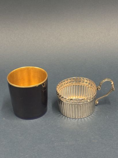 Tasse à café en porcelaine émaillée bleu...
