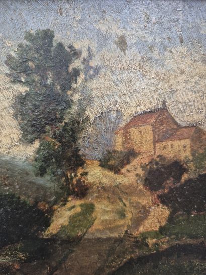 Ensemble de trois tableaux de paysage
- Village...