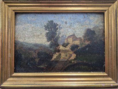 Ensemble de trois tableaux de paysage
- Village...