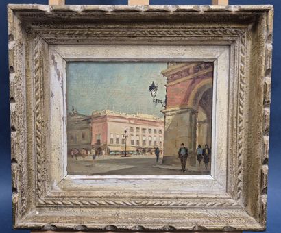 Ecole du XXe siècle 
Rue animée
Huile sur...