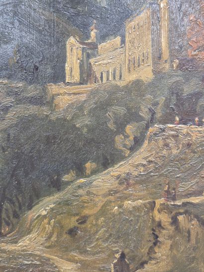 Ensemble de trois tableaux de paysage
- Village...