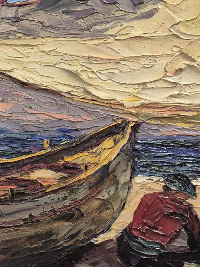 P. FOREST (1881-1971)
Pêcheurs au repos 
Huile...