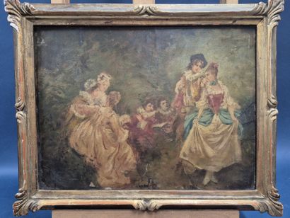 Ecole française du XIXème siècle 
Scène galante...