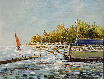 Ecole du XXe siècle
Voilier sur l'eau
Huile...