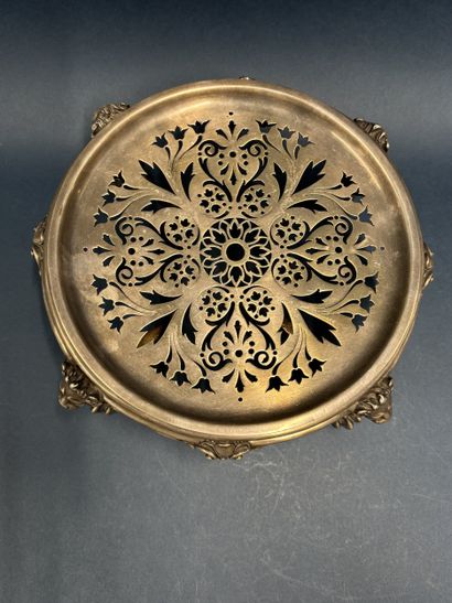 Chauffe-plat en métal argenté de forme circulaire...