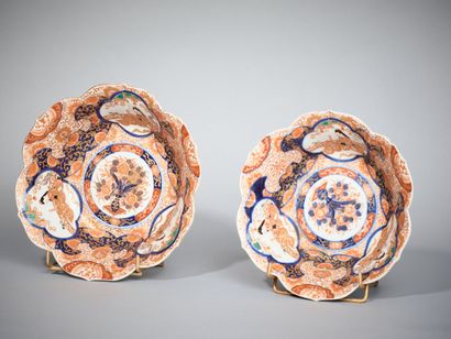 CHINA 
Set of two poly-lobed enameled porcelain...