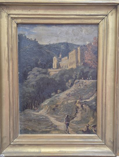 Ensemble de trois tableaux de paysage
- Village...