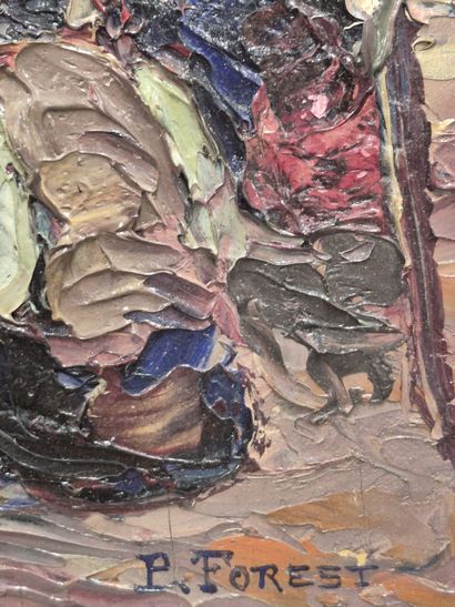P. FOREST (1881-1971)
Pêcheurs au repos 
Huile...