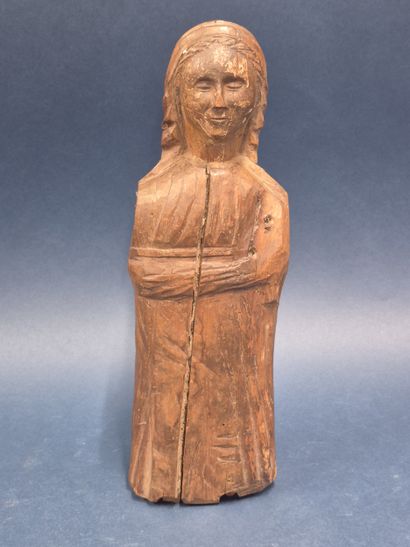 Epreuve en bois sculpté figurant la Vierge...
