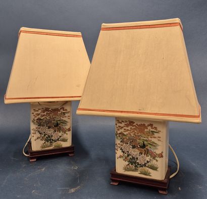 CHINA XX th century Pair of rectangular enamelled...