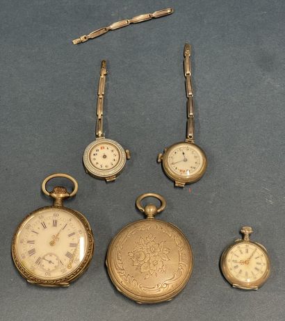 Set of two silver pocket watches and three...