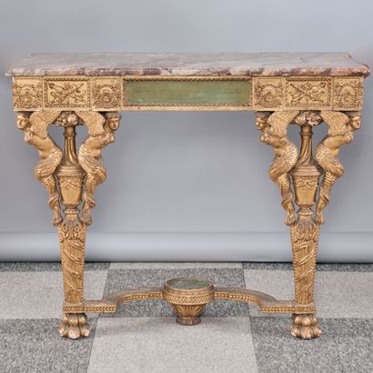 Rectangular console table in richly carved...