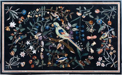 Large rectangular pietra dura (polychrome...