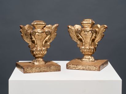 Gilded wood paneling on display stands. 18th...
