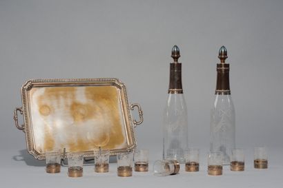 Part of a liqueur service in silver 925 thousandths...